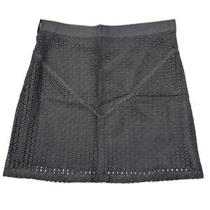 Wes Gordon Mini Skirt Black Lace Crochet Overlay Silk Lined Goth Chic Size 4